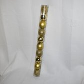 Boule de Noël synthétique, 10 pièces en tube, Ø 5,5 cm, assorties or / paillettes