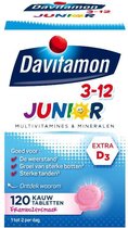 Davitamon Junior 3+ kauwvitamines - multivitamine kinderen - framboos - 120 stuks