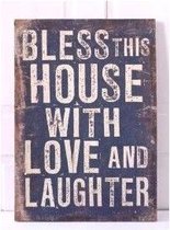 Tekstbord hout 20x30cm  - Bless this house