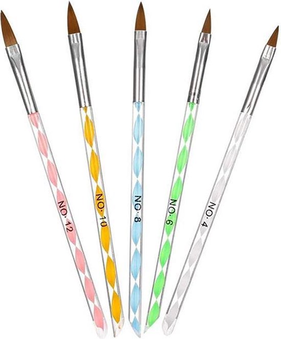 5 Stks Nagel Kunst Borstel Acryl Art Line Borstels UV Gel Carving Pen  Penseel Set... | bol.com