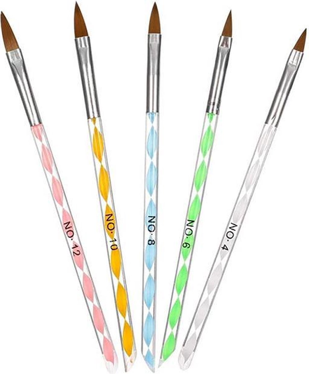 Goedkoopste 5 Stks Nagel Kunst Borstel Acryl Art Line Borstels UV Gel Carving Pen Penseel Set Manicure Salon Gereedschap Nagel Dotting Pen Tool voor Vrouwen Meisjes