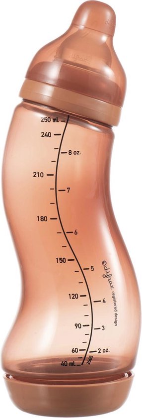 Babyflesje - Difrax Babyfles 250 ml Natural - S-Fles - Anti-Colic - Roodbruin - 1 stuk