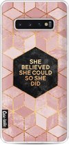 Casetastic Samsung Galaxy S10 Plus Hoesje - Softcover Hoesje met Design - She Believed She Could So She Did Print