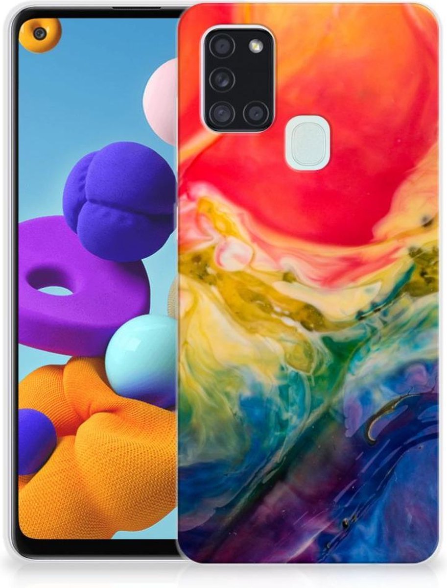 Hoesje maken Samsung Galaxy A21s Watercolor Dark