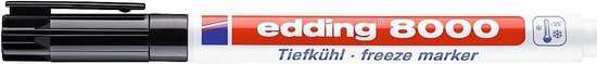 Edding 8000 vriesmarker, zwart, met temperaturen symbool.