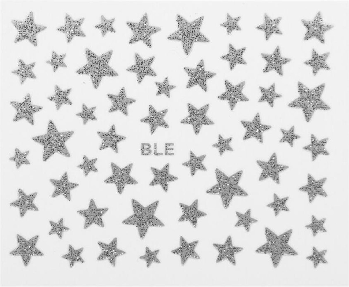 Goedkoopste Nagel Glitter Stickers Sterretjes 48 stuks - Zilveren glitter - Nail Art - Rhinestones