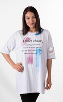La Pèra Wit Long T-Shirt Quote Relax 95% Katoen Dames – Maat L