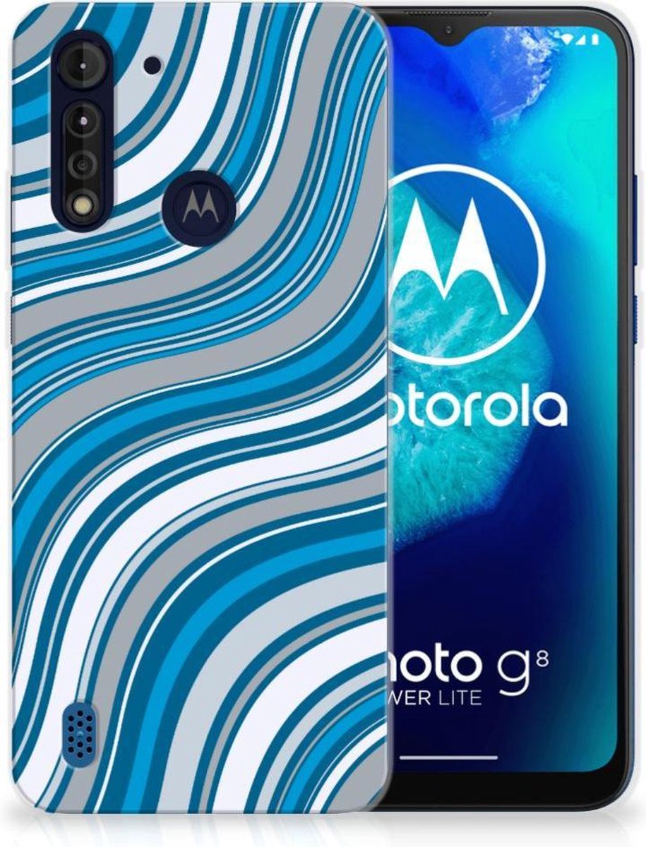 Back Cover voor Motorola Moto G8 Power Lite TPU bumper Waves Blue