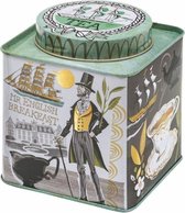 Boîte à thé Versaille - Boîte de rangement - Boîte - 10,5 x 10,5 x 12,5 cm - Vert / Blanc / Noir / Or