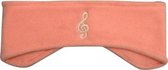 Fleece hoofdband vioolsleutel roze/wit