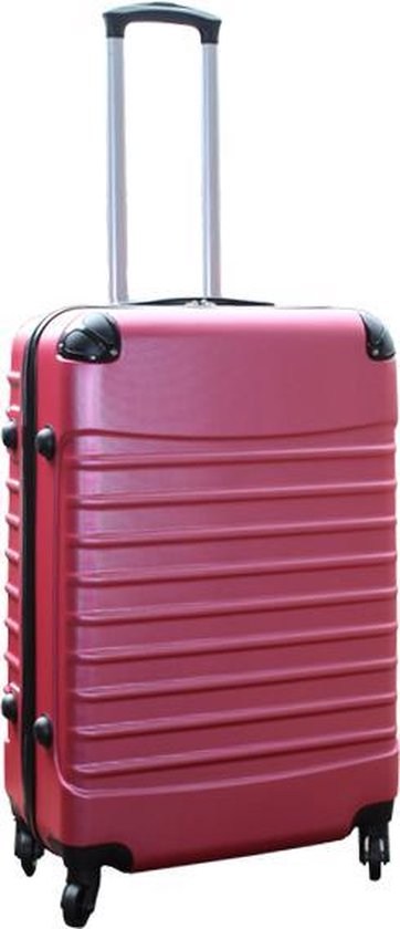 Travelerz lichtgewicht ABS reiskoffer met cijferslot roze 69 liter licht beschadigd