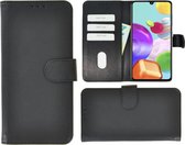 Geschikt voor Samsung Galaxy A41 hoesje - Wallet Bookcase Hoes Portemonnee Cover Effen Zwart