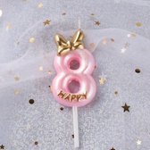 DW4Trading® Cijfer kaars roze 8 verjaardag taart versiering