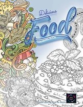 Delicious food coloring book, doodle coloring book for adults
