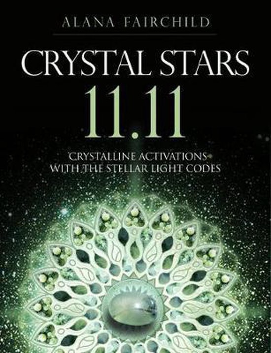 Boek "Crystal Stars 11.11" met een groene mandala en sterrenlicht.