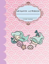 Mermaid Notebook: Pink kawaii notebooks - Wide ruled (7.44 x 9.69 inch) 110 pages-Cute Japanese design mermaid cartoon with glossy merma