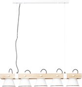 BRILLIANT lamp Plow hanglamp 5-lichts wit / licht hout | 5x A60, E27, 10W, geschikt voor standaardlampen (niet inbegrepen) | Schaal A ++ tot E | Hoofden draaien