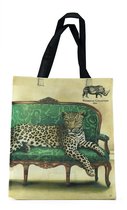 Shopper tas - Shopper tas dames - Gemaakt van hergebruikte PET Flessen - Boodschappen tas - Wildlife at leisure - Luipaard - Milieubewust en Groen. Origineel Afrikaanse passend bij