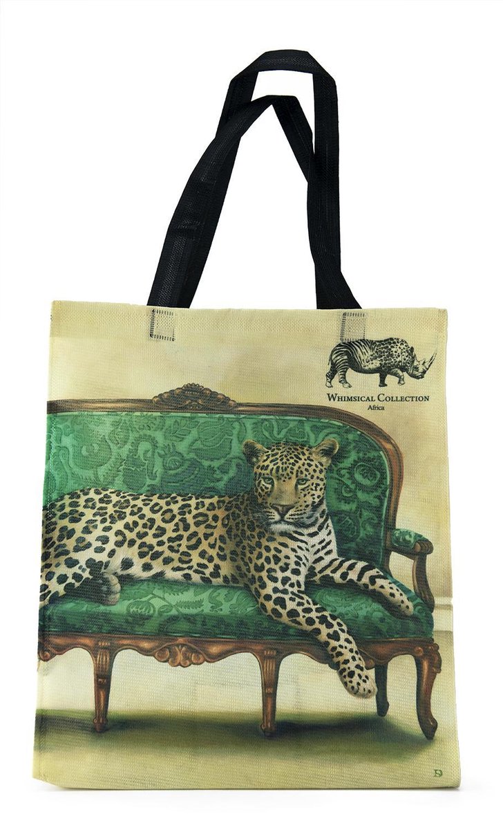 Shopper tas - Shopper tas dames - Gemaakt van hergebruikte PET Flessen - Boodschappen tas - Wildlife at leisure - Luipaard - Milieubewust en Groen. Origineel Afrikaanse passend bij de Wildlife at Leisure collectie van WhimsicalCollection