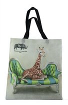 Shopper tas - Shopper tas dames - Gemaakt van hergebruikte PET Flessen - Boodschappen tas - Wildlife at leisure -  Giraffe  - Milieubewust en Groen. Origineel Afrikaanse passend bi