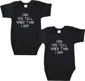 Romper Can you tell which twin I am, Zwart, 74/80