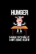 Hunger Kuh: Notizbuch a5 kariert - Steak Essen Journal - Anti Veganer Fleischfresser Witz Geschenkidee Kerle M�nner Herren