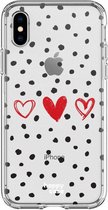 HappyCase Apple iPhone XS Flexibel TPU Hoesje Stip Hartjes Print