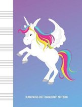 Blank Music Sheet Manuscript Notebook: For composing new songs, music theory note-taking, and practicing note recognition Unicorn rainbow mane
