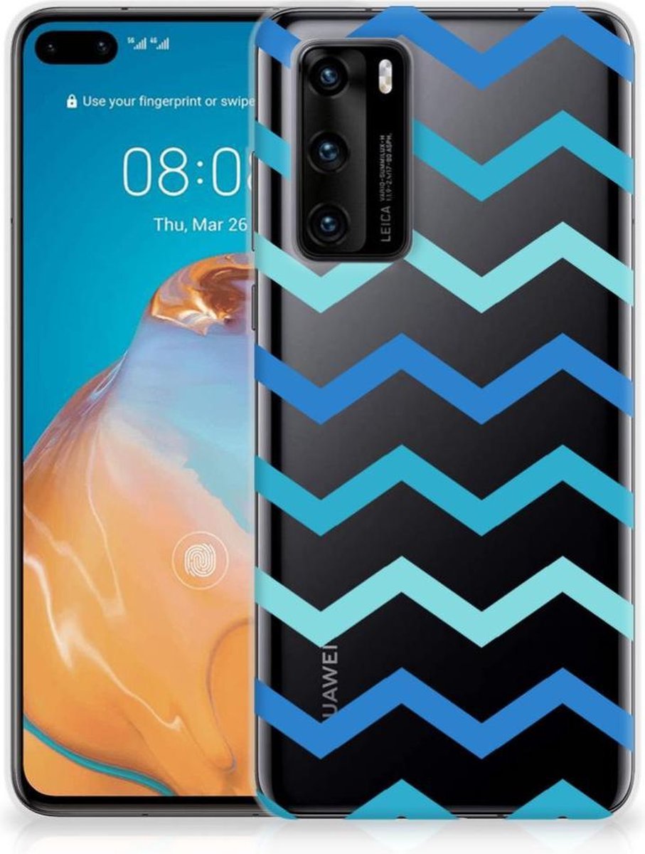Huawei P40 TPU bumper Zigzag Blauw