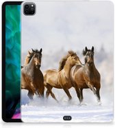 Siliconen Back Cover iPad Pro 12.9 (2020) | iPad Pro 12.9 (2021) Hoesje Paarden met doorzichte zijkanten