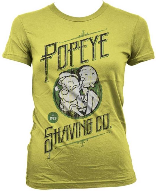 Popeye Dames Tshirt Popeye's Shaving Co Geel