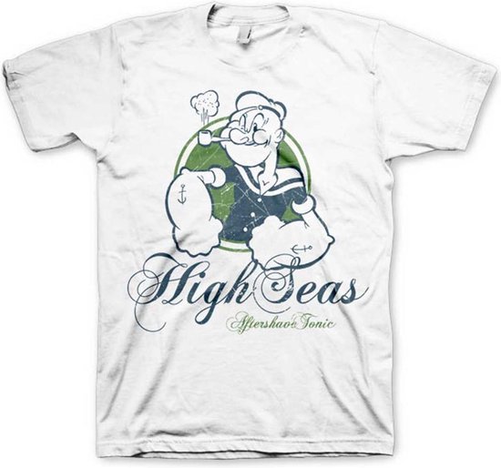 Popeye Heren Tshirt -L- High Seas Aftershave Tonic Wit