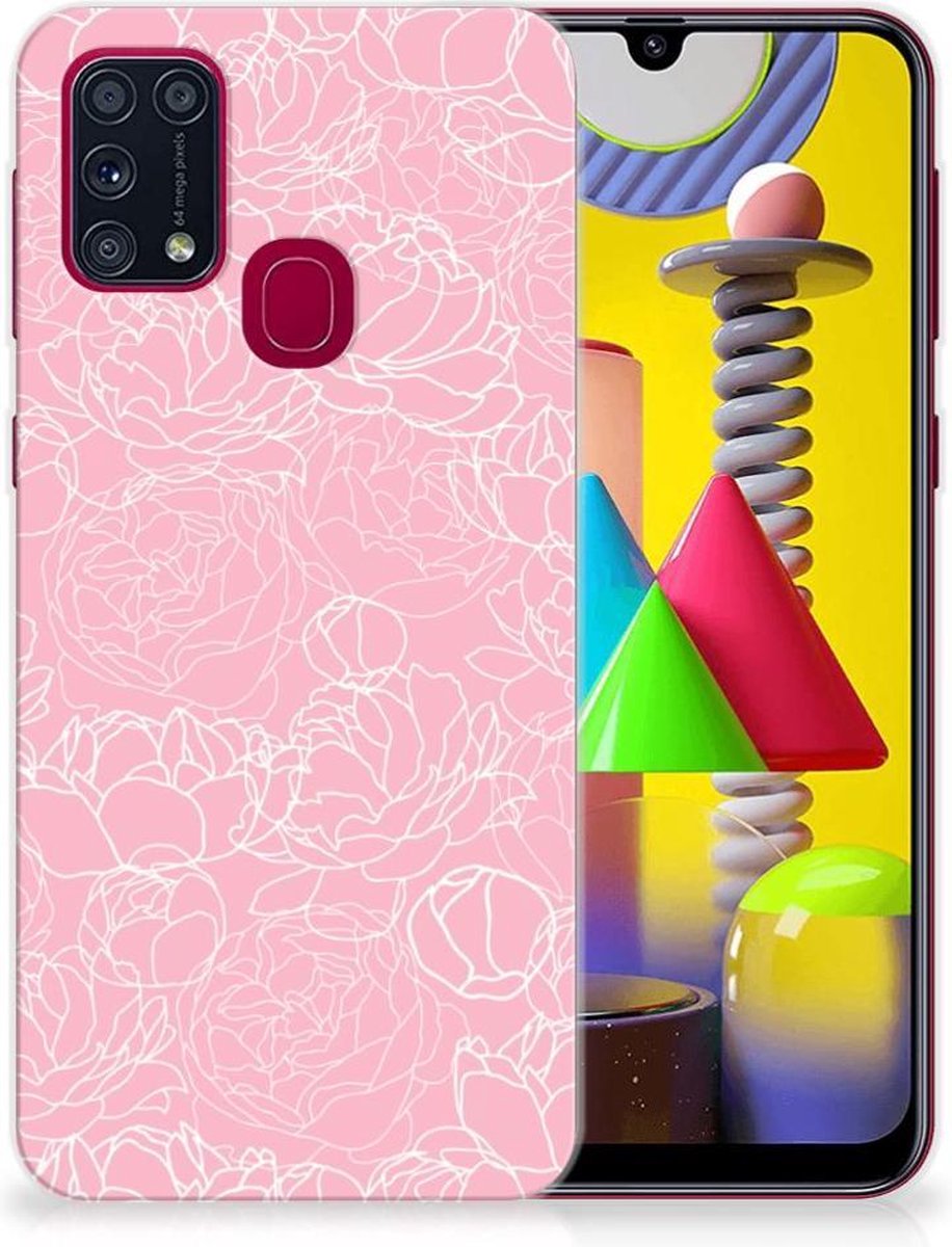 Samsung Galaxy M31 TPU Case White Flowers