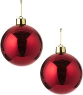 2x Grande boule de Noël en plastique rouge 20 cm - Boules de Noël rouges de Groot taille