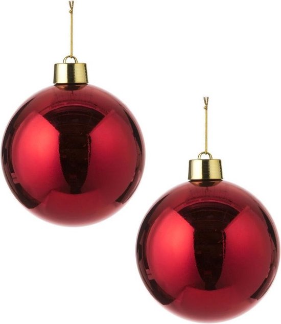 2x Grote kunststof kerstbal rood 20 cm - Groot formaat rode kerstballen |  bol
