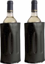 2x Koelelementen hoezen zwart voor wijnflessen 34 x 18 cm - Wijnflessen/drankflessen koelelement - Flessenkoeler - Wijnkoeler
