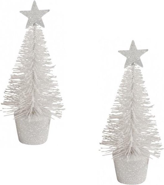 2x kerstversiering glitter kerstbomen/kerstboompjes 15 cm -... | bol.com