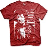 Jimi Hendrix Heren Tshirt -XL- Distressed Rood