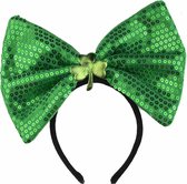 NINGBO PARTY SUPPLIES - Groene strik met groene lovertjes voor volwassenen - Accessoires > Haar & hoofdbanden