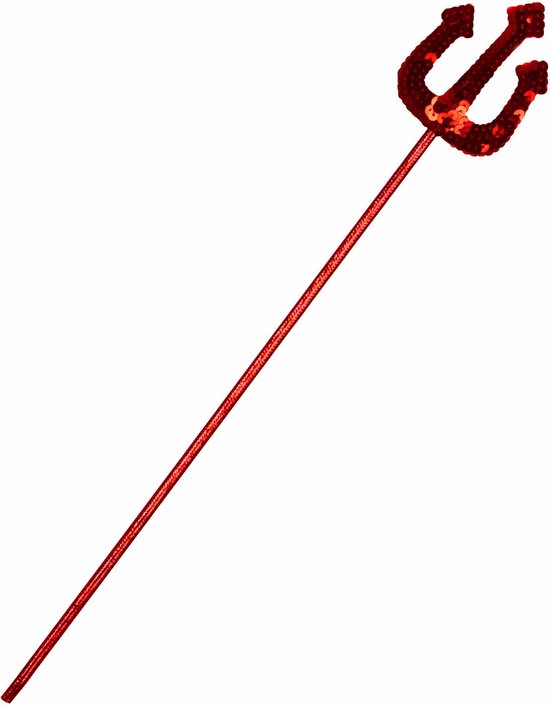 Vegaoo - Rode duivel drietand met lovertjes voor volwassenen en kinderen