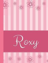 Roxy: Personalized Name College Ruled Notebook Pink Lines and Flowers