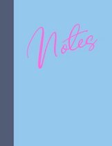 Notes: Large College Ruled School Subject Lined Notebook in Blue with Colorful Cover Design