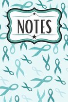 Teal Ribbon Portable Notebook: Teal Ribbon Design for Awareness
