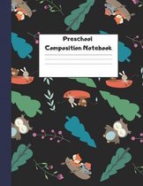 Preschool Composition Notebook: Dotted Midline Creative Picture Writing Exercise Book (Cute Camping Animals Owls, Rabbits, Fox) - Grade K-2 Early Chil