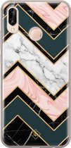 Huawei P20 Lite hoesje siliconen - Marmer triangles | Huawei P20 Lite (2018) case | multi | TPU backcover transparant