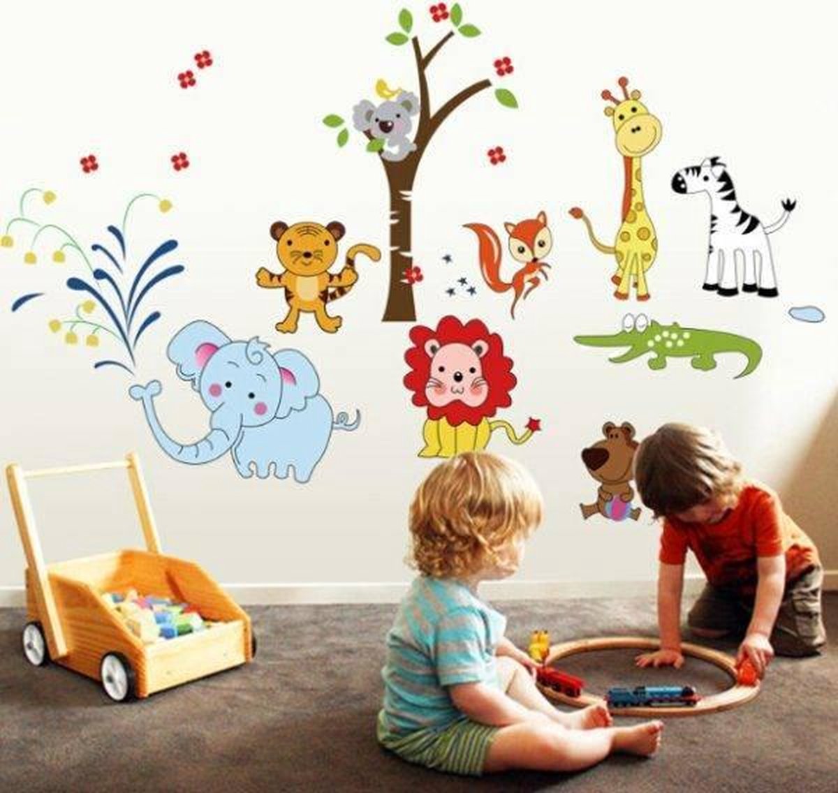 Muursticker4sale Kinderkamer muursticker olifant leeuw krokodil en nog veel meer