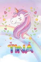 Tina: Tina Unicorn Notebook Rainbow Journal 6x9 Personalized Customized Gift For Someones Surname Or First Name is Tina