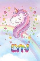 Lyn: Lyn Unicorn Notebook Rainbow Journal 6x9 Personalized Customized Gift For Someones Surname Or First Name is Lyn