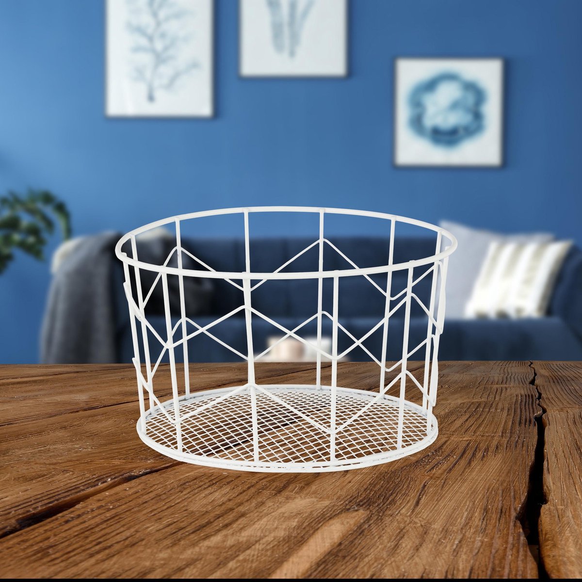 Draadmand, metalen mand, zwart, decoratieve manden, huishouden, wandmand, metaal, badkamer, opbergmand, metaal, afneembare houten sokkel voor fruit, snacks, keuken, eetkamer (2 stuks