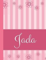 Jada: Personalized Name College Ruled Notebook Pink Lines and Flowers